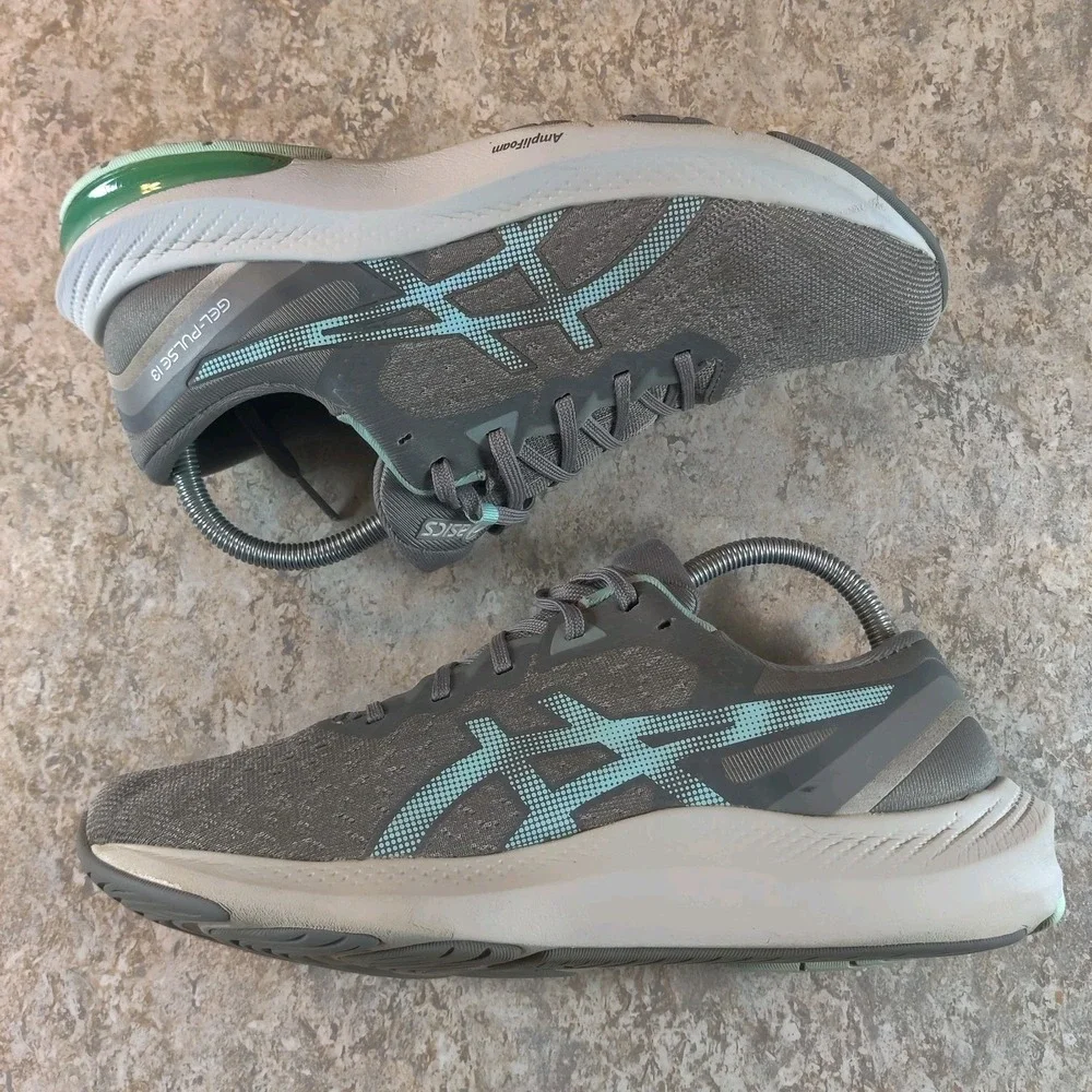 Asics Womens Gel Pulse 13 Gray Teal Running Shoes Sneakers 1012B035 Size 9